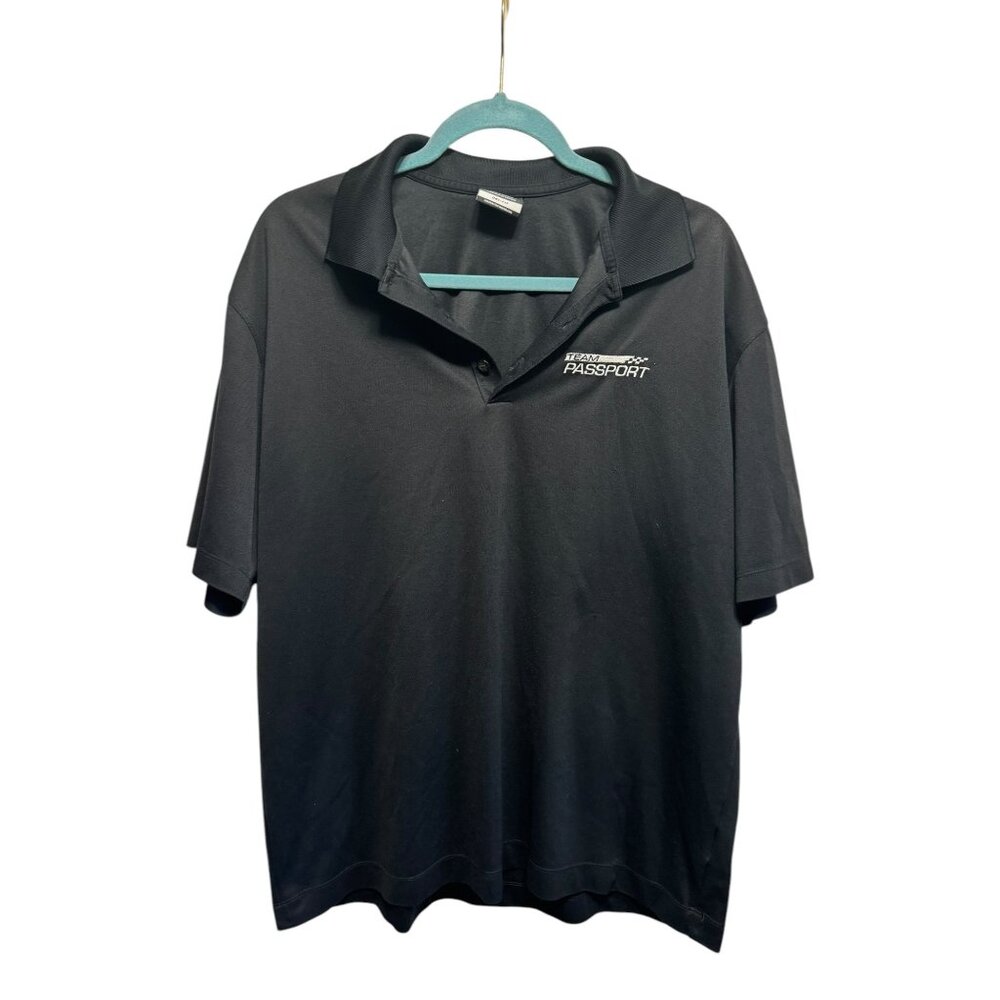 Nike Team Passport Polo Shirt Embroidered Logo Black Dri-Fit Mens Size L